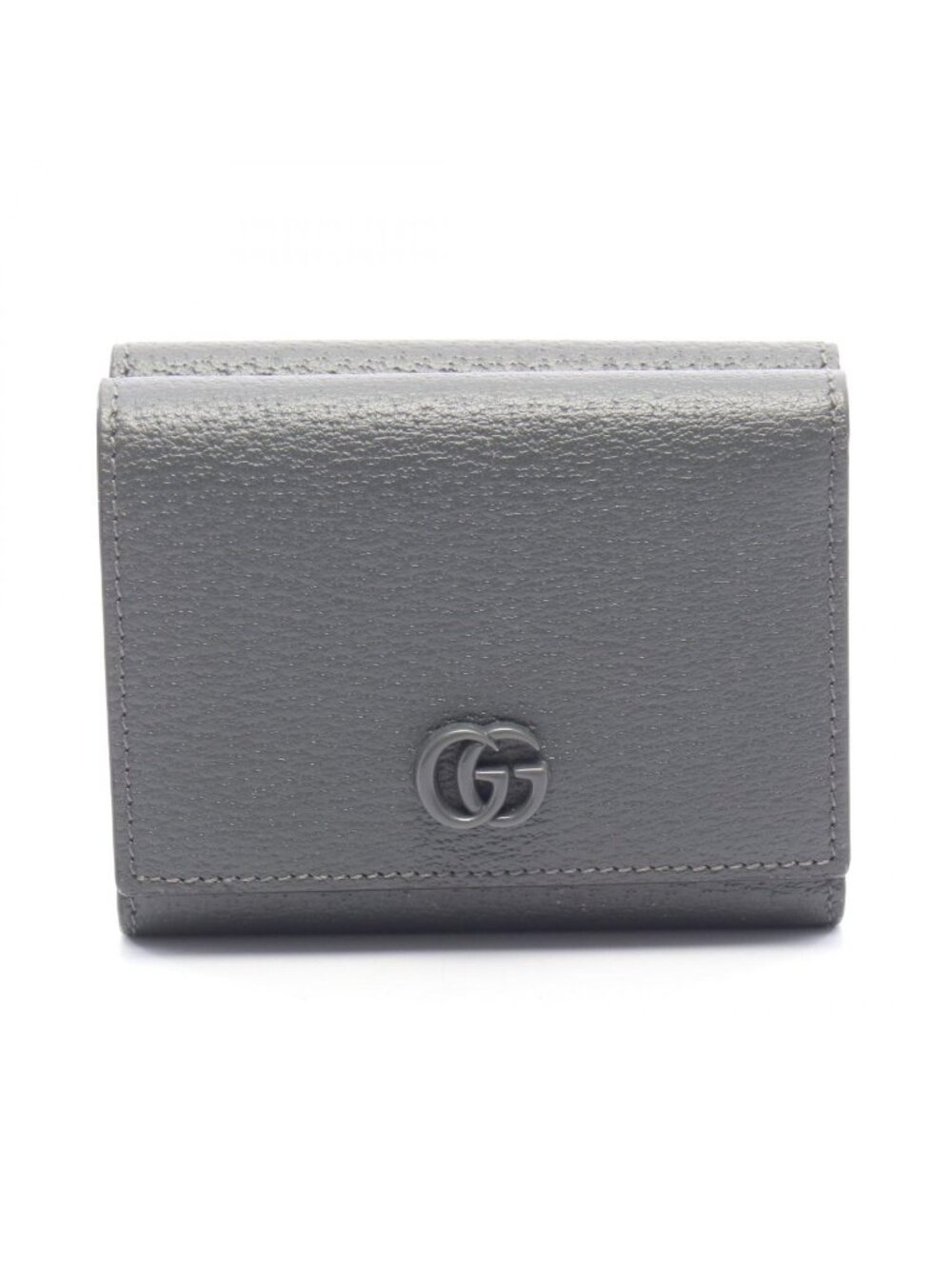 Gucci Trifold Wallet Double G Dark Gray Leather